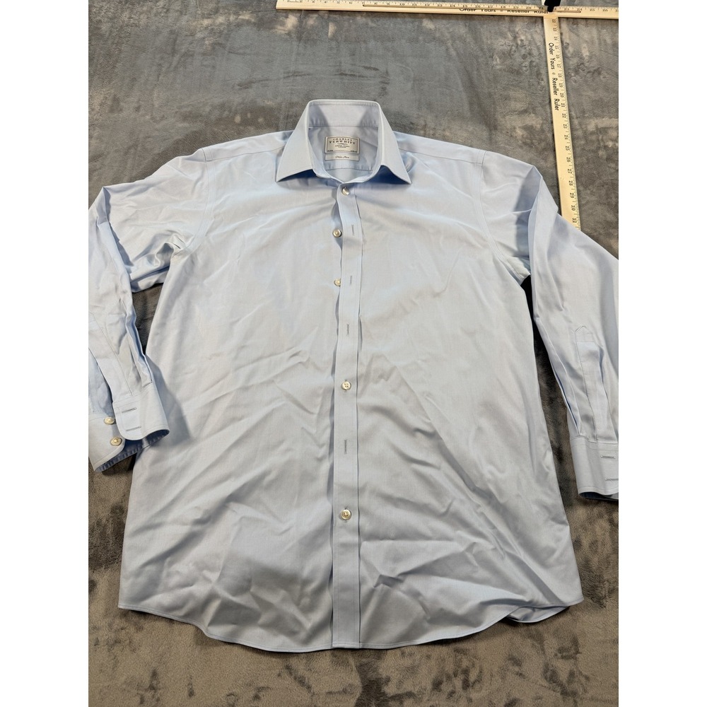 Charles Tyrwhitt Men's 16 34 Non-Iron Dress Shirt Blue Long Sleeve Button-Up